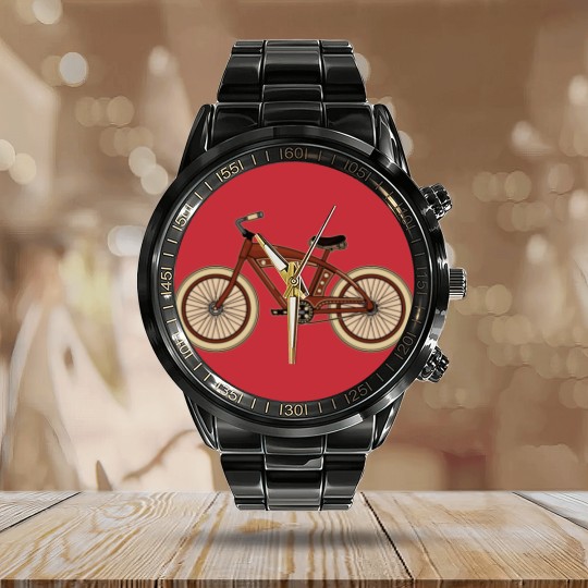 Discover Classic Bicycle Calendar Steel Band Watch