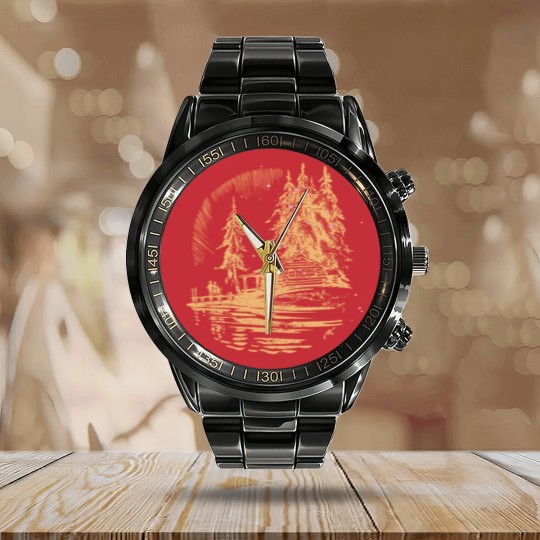 Discover cabin by lake vintage Calendar Steel Band Watch