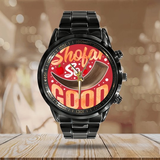 Discover Shofar So Good Rosh Hannukah Chanukkah Jewish Calendar Steel Band Watch
