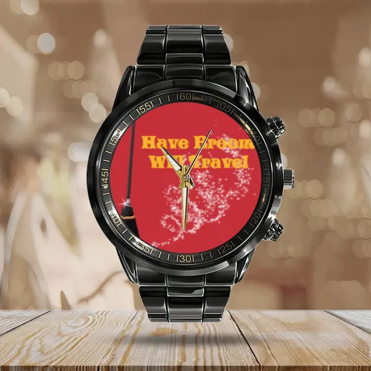Discover Funny Have Broom Will Travel Halloween Calendar Steel Band Watch