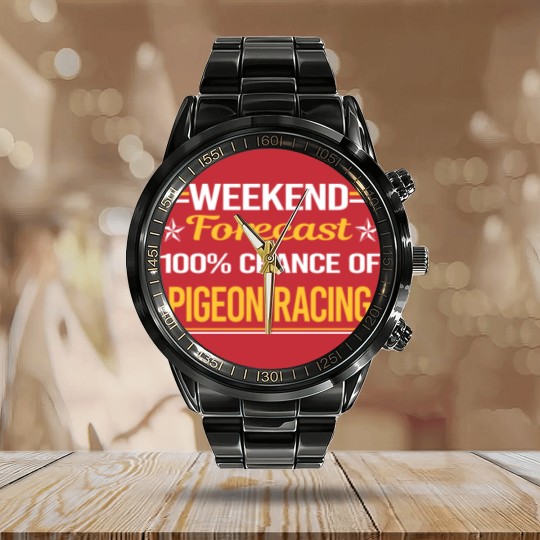 Discover Weekend Forecast 100% Pigeon Racing - Pigeon Racing - Calendar Steel Band Watch