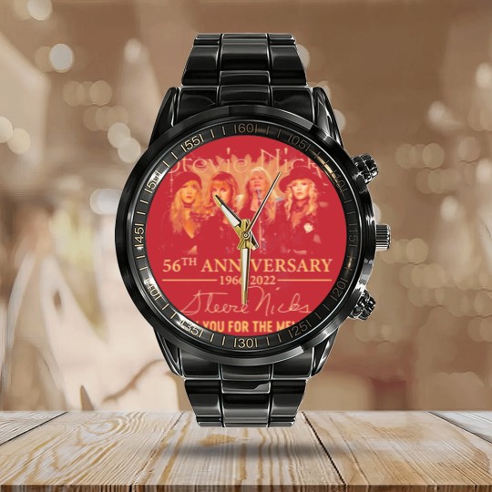 Discover Stevie Nicks 56th Anniversary Signature Calendar Steel Band Watch, Stevie Nicks Fan Lover Calendar Steel Band Watch