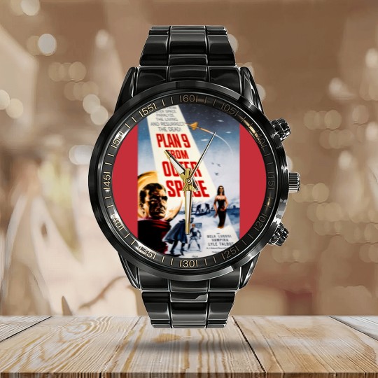 Discover Plan 9 From Outer Space, Retro Space Movie Poster Art Calendar Steel Band Watch,  Cult Classic Calendar Steel Band Watch,  Sci-Fi Art, Vintage   Graphic Calendar Steel Band Watch, Horror Movie Print