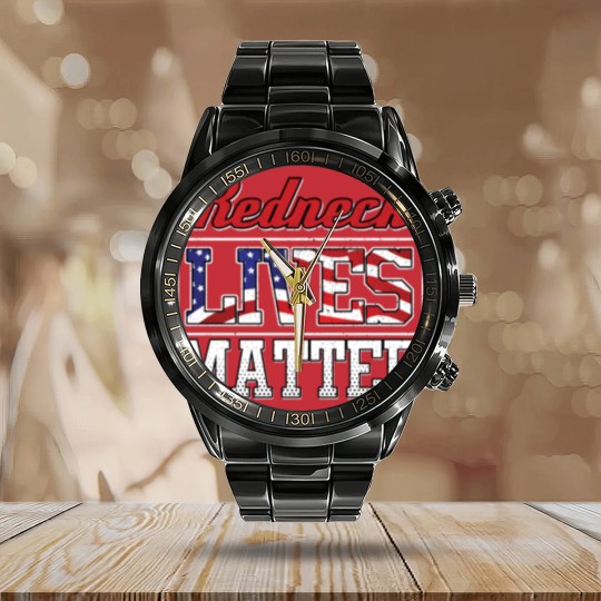 Discover Redneck Lives Matter Calendar Steel Band Watch
