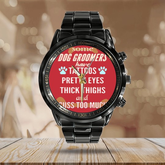 Discover Professional Dog Groomer Dad Calendar Steel Band Watch Calendar Steel Band Watch
