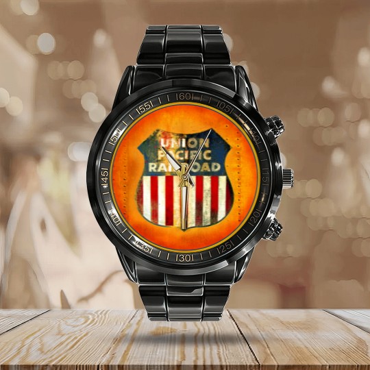 Discover Union Pacific Railroad - Badge - Railroad - Calendar Steel Band Watch