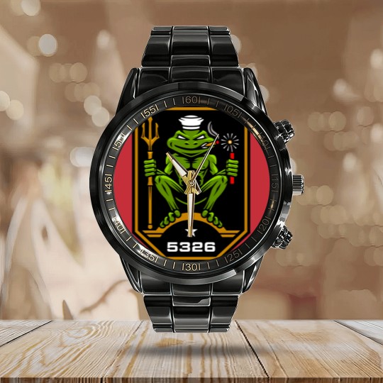 Discover US Navy SEAL Freddie Frog 5326 Calendar Steel Band Watch
