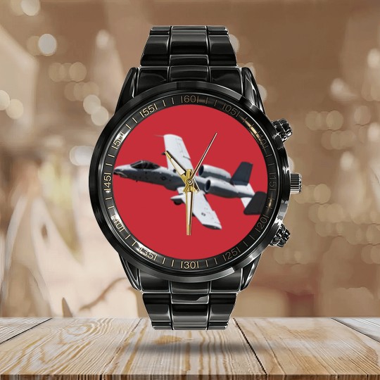 Discover A-10 Thunderbolt II Warthog Airplane - A 10 Thunderbolt 2 - Calendar Steel Band Watch