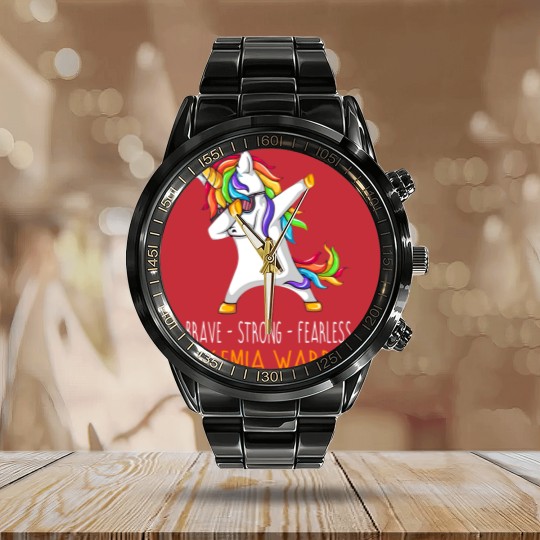 Discover Brave Strong Fearless LEUKEMIA Support LEUKEMIA Awareness Gifts - Leukemia Cancer Awareness - Calendar Steel Band Watch
