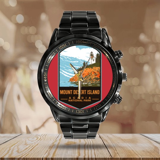 Discover Mount Desert Island Acadia National Park Calendar Steel Band Watch