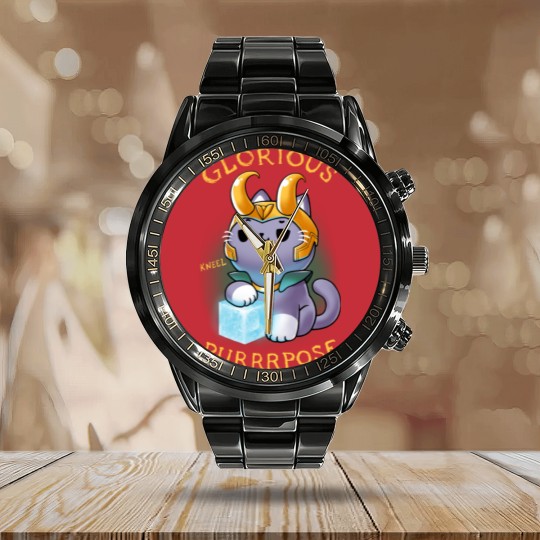 Discover Glorious Purrrpose - Loki cat variant - Kneel - Loki Cat - Calendar Steel Band Watch