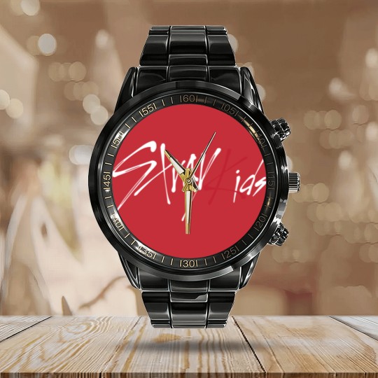 Discover Stray Kids Logo White Classic Calendar Steel Band Watch