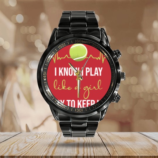 Discover Tennis Women Tennis Girls Calendar Steel Band Watch