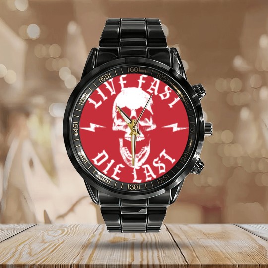 Discover Live Fast Die Last Calendar Steel Band Watch
