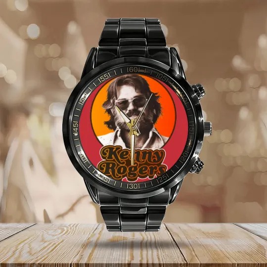 Discover Retro Kenny Rogers Country Tribute Classic Calendar Steel Band Watch