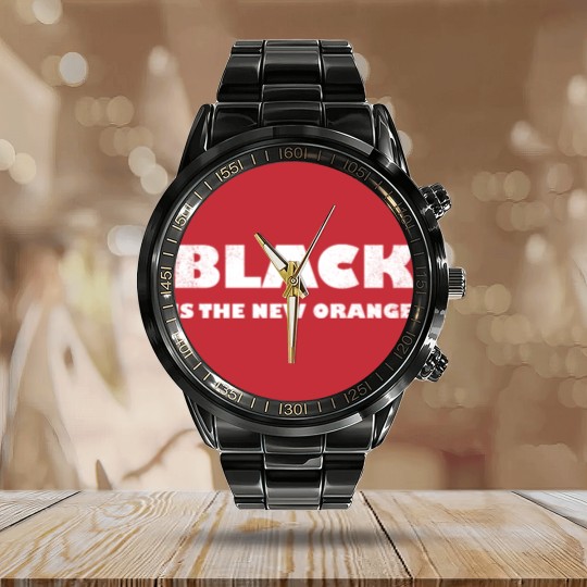 Discover Black Is The New Orange Calendar Steel Band Watch