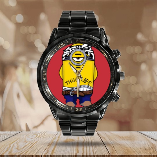 Discover Minion Thug Life - 90s Rap And The Minions - Calendar Steel Band Watch