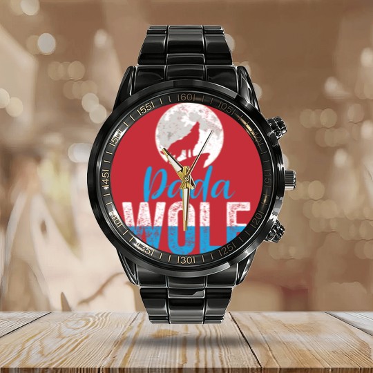 Discover Dada Wolf Funny Matching Family Father s Day Calendar Steel Band Watch