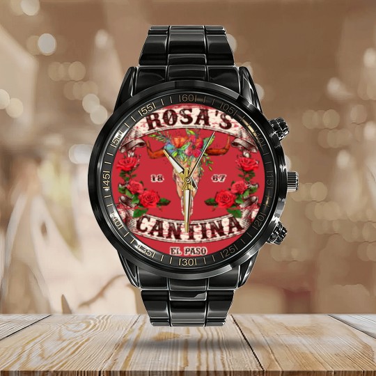 Discover Rosa's Cantina, Not Distressed (design 2 of 2) - El Paso - Calendar Steel Band Watch