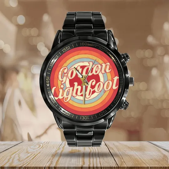 Discover Gordon Lightfoot - Retro Vintage - Gordon Lightfoot - Calendar Steel Band Watch