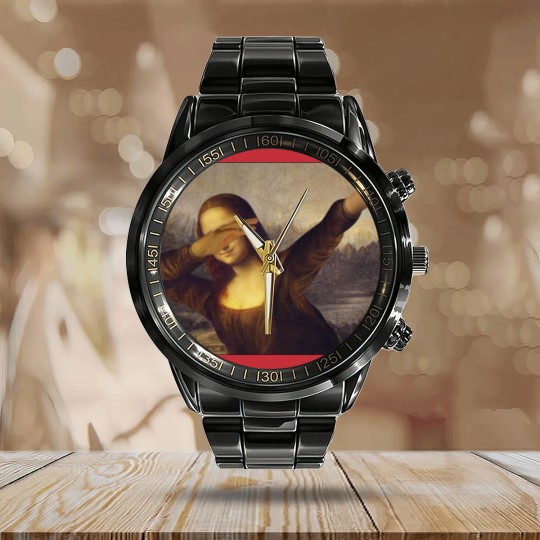 Discover 3196 Mona Lisa Dabbing Calendar Steel Band Watch