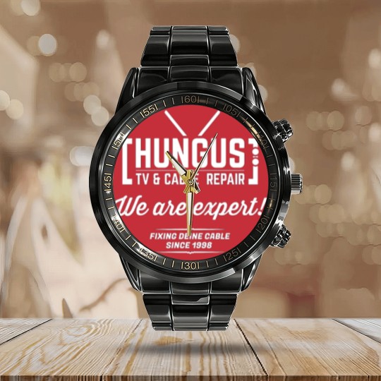 Discover Hungus TV & Cable Repair Calendar Steel Band Watch