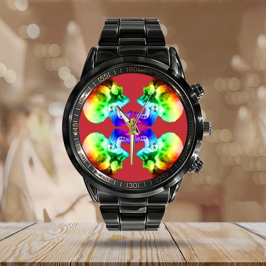 Discover Psychedelic Skulls #9 Calendar Steel Band Watch