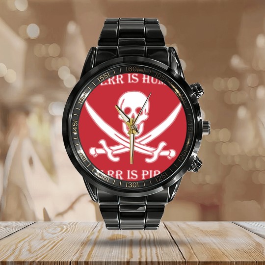 Discover Pirate - to err is human to arr is pirate Calendar Steel Band Watch