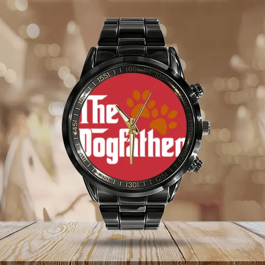 Discover Cool Dog Dad Dog Father Calendar Steel Band Watch The DogFather Calendar Steel Band Watch