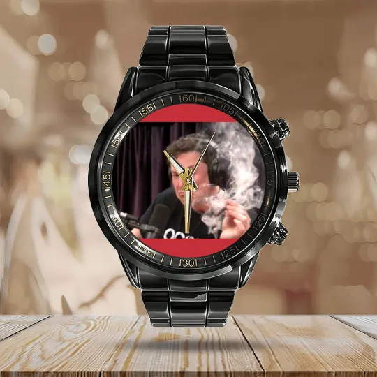 Discover Pfnetie  Elon Musk Smokes Short Sleeve Calendar Steel Band Watch