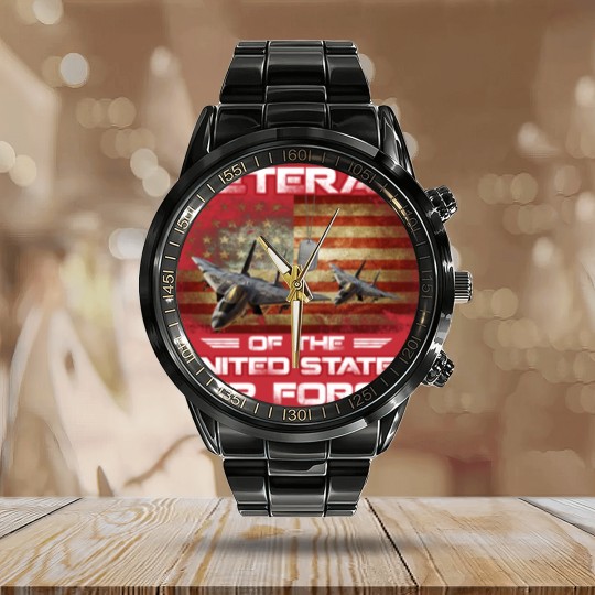 Discover Veteran of the United States US Air Force Calendar Steel Band Watch