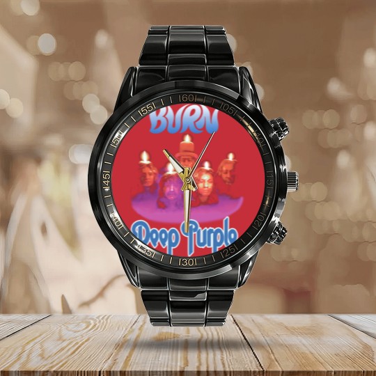 Discover Plastic Head Deep Purple Burn Calendar Steel Band Watch