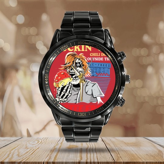 Discover Suckin’ on chili dog outside the tastee freez Calendar Steel Band Watch