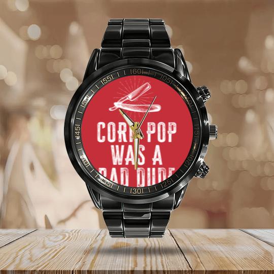 Discover Corn Pop Was A Bad Dude - Joe Biden Parody Calendar Steel Band Watch