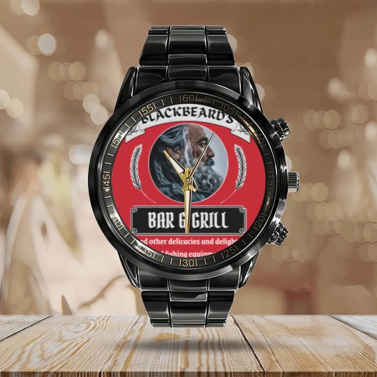 Discover Blackbeard's Bar and Grill Calendar Steel Band Watch/Our Flag Means Death