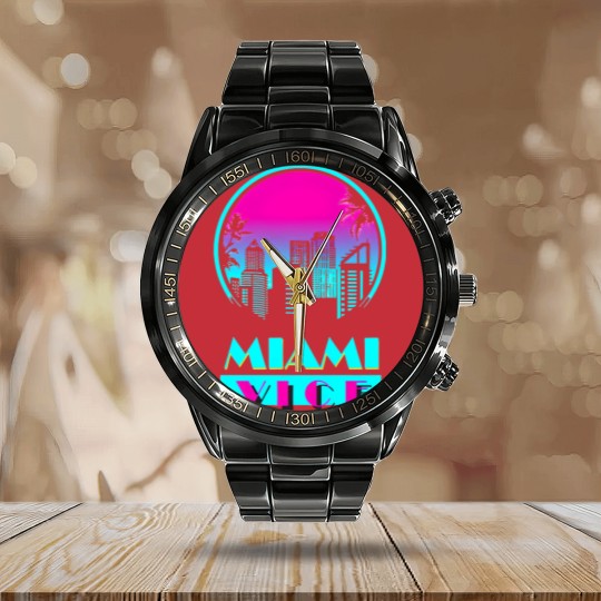 Discover MIAMI VICE Beach Calendar Steel Band Watch