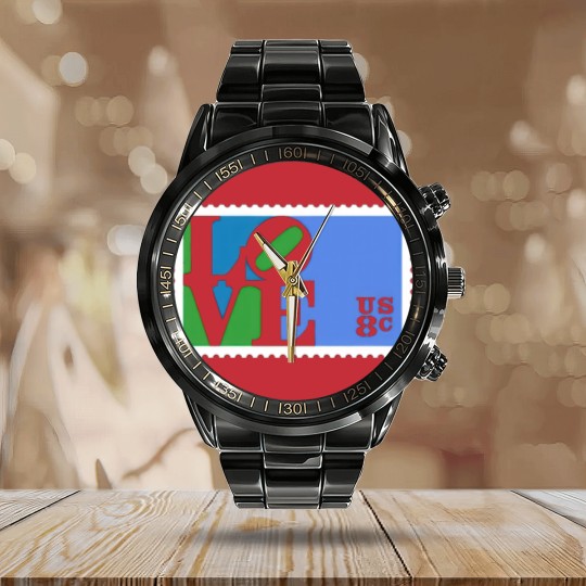 Discover Love Stamp Stencil (Robert Indiana) - Love - Calendar Steel Band Watch