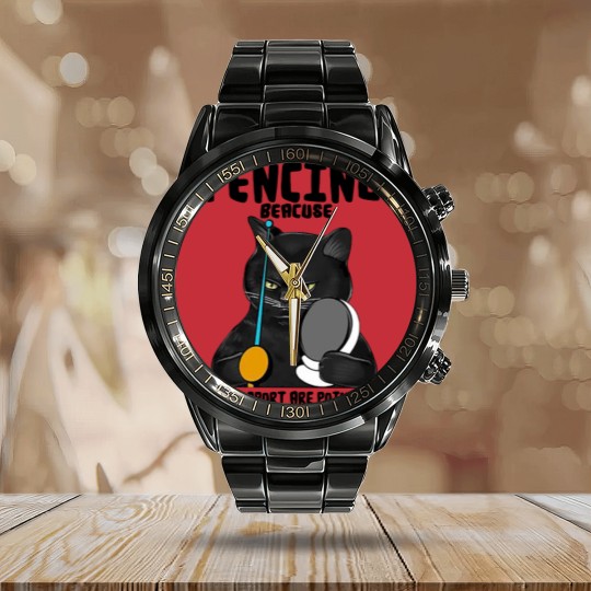 Discover BLACK CAT FENCING BEACUSE OTHER SPORT ARE POINTLES Calendar Steel Band Watch