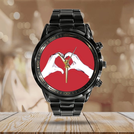 Discover Two hands making a heart Calendar Steel Band Watch