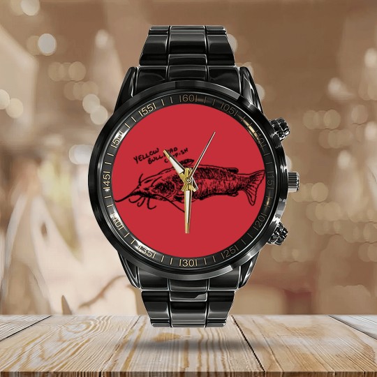 Discover Yellow bullhead catfish Calendar Steel Band Watch