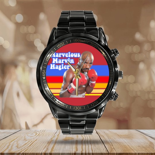Discover Retro Marvelous Marvin Hagler Calendar Steel Band Watch