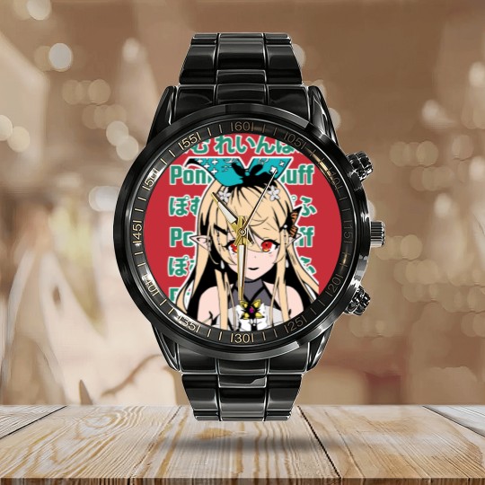 Discover Nijisanji EN Pomu Rainpuff Blush Calendar Steel Band Watch