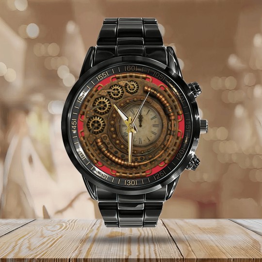 Discover Steampunk Clock Calendar Steel Band Watch
