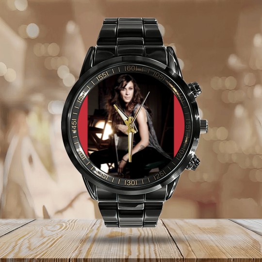 Discover Alanis Morissette Calendar Steel Band Watch, Birthday Gift, 90s vintage Music Calendar Steel Band Watch