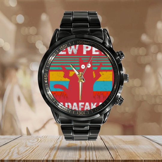Discover CAT PEW PEW MADAFAKAS VINTAGE Calendar Steel Band Watch Calendar Steel Band Watch