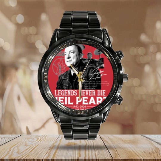Discover Neil Peart Legends Never Die Calendar Steel Band Watch