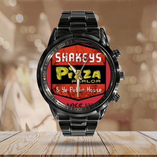 Discover Pizza Calendar Steel Band Watch, Shakeys (vintage) Essential Calendar Steel Band Watch, Shakeys Pizza Unisex Heavy Cotton Calendar Steel Band Watch
