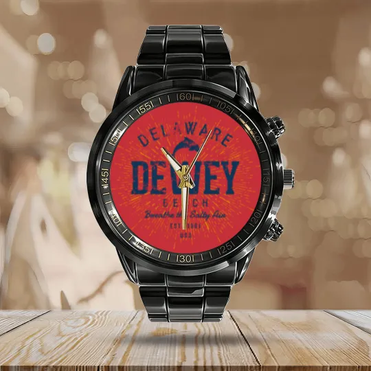 Discover Vintage Dewey Beach Calendar Steel Band Watch