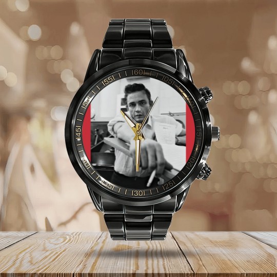 Discover Johnny Cash Retro Calendar Steel Band Watch