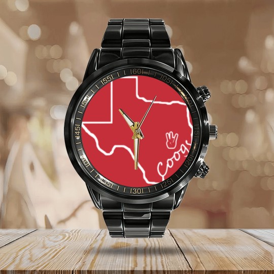 Discover Houston Coogs Calendar Steel Band Watch, Cougars, University of Houston Calendar Steel Band Watch, Coogs women Calendar Steel Band Watch, Coogs mens Calendar Steel Band Watch